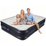 Garvee 18-Inch Queen Air Mattress with Built-in Pump, Premium Flocked Top Inflatable Blow Up Bed with 800 Lbs Capacity, 2-Minute Fast Inflation Airbed for Home, Guests & Travel - Dark Blue/Grey - Dark Blue And Gray