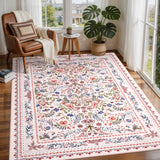 Garvee 10' × 13' Palace Floral Area Rug, Soft Washable Low-Pile Polyester Carpet for Living Room, Bedroom and Dining Room, Pink - Pink