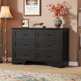 Garvee Modern 6-Drawer Chest of Drawers - Tall Narrow Wooden Dresser for Bedroom Storage - Sturdy Space-Saving Organizer - Easy Assembly - Color: Black - Black