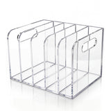 Garvee Space-Saving Clear Acrylic Desktop Organizer – Vertical File & Magazine Holder – Durable Modern Office Shelf with 5 Compartments – Ideal for Home, School, or Workspace – 5 Compartments - 5 Compartments