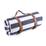 Garvee Extra Large Picnic Blanket, 79" x 79" Waterproof Outdoor Blanket, Durable Polyester Picnic Mat for Beach, Camping, Parks, and Family Gatherings - Blue & White Stripes - Blue