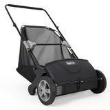 Garvee 21-Inch Push Lawn Sweeper, 3.5 Cu. Ft. Leaf & Grass Collector with 4 Spinning Brushes and Folding Handle, Black/Gray - Black+Gray