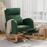 Garvee Corduroy Rocking Chair with Footrest, Modern Nursery Glider Chair with Side Pockets and Pillow, Rocker Chair for Living Room Bedroom Nursing Room, Green - Green + Corduroy
