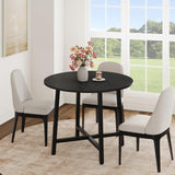 Garvee 31.5" Round Dining Table for 4 People, Modern Wood Circle Kitchen Table with Sturdy Industrial Metal Frame, Small Space Saving Dining Room Table for Apartment & Breakfast Nook, (No Chairs), Black - Black New