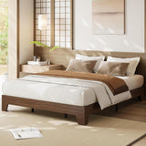 Garvee Wood Platform Bed Frame California King Wood Slat Support Noise-Free Design Particle Board Easy Assembly Underbed Storage Bedroom - Walnut