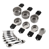 Garvee Magnetic Measuring Cups and Spoons Set – 16-Piece 304 Stainless Steel, Dual Engraved Markings, Nesting Design, Non-Slip Handles, Leveler, Dishwasher Safe, Accurate Baking & Cooking Tools, Black - Black