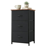 Garvee 3-Drawer Storage Organizer with Removable Fabric Bins, Compact Dresser for Bedroom, Living Room, Entryway & Closet, Black & Vintage Top - Black+Vintage Color