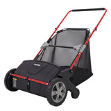 Garvee 21-Inch Push Lawn Sweeper, 3.5 Cu. Ft. Leaf Collector with 4 Spinning Brushes and Adjustable Height for Lawn and Driveway, Black/Red - Black+Red