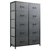 Garvee Chest of Drawers with 10 Drawers, Fabric Dressers with Easy Pull Handle,Sturdy Steel Frame, Durable Design, Ideal Storage Drawers for Bedroom, Closet, Clothes, – Rustic Brown & Gray Finish - Vintage Gray