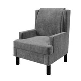 Garvee Mid-Century Modern Wingback Accent Chair – Gray Chenille Upholstered Armchair with High Back, Comfy Cushion, and Sturdy Wood Legs – Ideal for Living Room, Bedroom, or Fireside, Gray - Gray