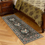 Garvee 2' x 6' Brown Tiger Floral Runner Rug, Washable Non-Slip Low-Pile Carpet for Hallway, Kitchen, Entryway and Bedroom - Brown