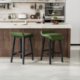 Garvee 26.2" Bar Stools Set of 2, Modern Upholstered Kitchen Stools with Low Back and Footrest, Counter Height Bar Stools with Wood Legs, for Kitchen Counter, Dining Room, Green - Green