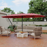 Garvee 15' Double-Sided Rectangular Patio Umbrella, Large Outdoor Pool Umbrella, Red - Red