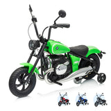 Garvee luxury car brand Licensed 24V Kids Electric Motorcycle – 200W Brushless Motor, Adjustable Speed (4–16km/h), 13 MPH, 12 Mile Range, Training Wheels, RGB Lights, Music, Horn, 143 lbs Max Load – Electric Bike for Ages 5–14 - Green