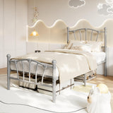 Garvee Twin Size Metal Bed Frame, Twin Bed Frames for Girls Boys, Twin Platform Bed with Heart-Shaped Design Headboard&Footboard, Heavy-Duty, No Box Spring Needed/Noise-Free/Easy Assembly, Grey - Gray
