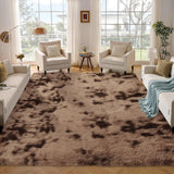 Garvee Ultra Soft Smooth Shag Area Rug - Large 9x12ft Carpet, Soft & Non-Shedding, Machine Washable, Non-Slip, Modern for Living Room Bedroom Nursery, Tie-Dyed Brown - Tie-Dyed Brown