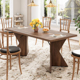 Garvee 70.9'' Dining Table for 6, Farmhouse Rectangular Kichen Table with Sturdy Frame and “V” Leg, Wooden Thickened Long Desk and Dinner Desk for Dining room, Kitchen, Office, Game Room(Retro)