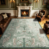 Garvee 5' × 7' Jungle Animal Print Area Rug, Machine Washable Non-Slip Low-Pile Soft Rug for Living Room, Bedroom & Dining Room, Light Green - Light Green
