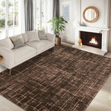 Garvee 5' x 7' Reddish Brown Modern Crosshatch Abstract Area Rug, Washable Polyester Non-Slip Low-Pile Carpet for Living Room, Bedroom and Dining Room - Reddish Brown