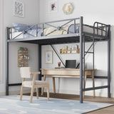 Garvee Metal Loft Bed Twin Size, Industrial Loftbeds Heavy Duty Bed with Safety Guard Rails and Space-Saving Design, Steel Bed for School, Bedroom, Grey - Gray