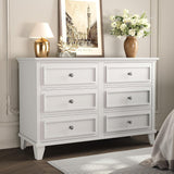 Garvee Modern Farmhouse 6 Drawer Dresser - Wide Wooden Chest with Deep Storage, Metal Handles, Easy Assembly, Organizer for Bedroom, Hallway, Entryway - Oak White - White