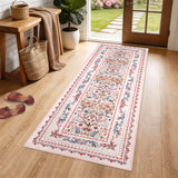 Garvee 2' × 6' Palace Floral Runner Rug, Soft Washable Low-Pile Polyester Carpet for Hallway, Kitchen and Entryway, Pink - Pink
