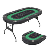 Garvee 8-Player Folding Poker Table, 71" Convertible Casino Table with Green Texas Hold'em Felt Layout, Foldable MDF Boardroom Game Table with Extra Large Cup Holders & Cushioned Armrest - Green