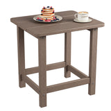 Garvee Brown 17" HDPE Outdoor Side Table, 380 lbs Square Adirondack Patio End Table for Porch, Beach, Poolside & Backyard - Brown