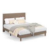 Garvee Queen Bed Frame with Headboard, Corduroy Upholstered Platform Bed with Wooden Slats Support - No Box Spring Needed & Noise Free, Easy Assembly, for Bedroom Apartment, Brown - Brown