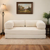 Garvee 4-in-1 Convertible Corduroy Futon Sofa Bed - Double Layer Collapsible Floor Lounger - Foam Backrest - Modular Sleeper Couch for Living Room, Bedroom, Small Spaces, Guest Room, Beige - Beige