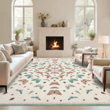 Garvee 9' × 12' Butterfly Boho Area Rug, Washable Non-Slip Low-Pile Soft Rug for Living Room, Bedroom, Nursery & Office, Beige/Camel - Rice Camel