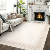 Garvee 5' x 7' Beige Modern Neutral Abstract Area Rug, Washable Non-Slip Low-Pile Carpet for Living Room, Bedroom and Dining Room - Beige