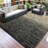 Garvee Waterproof Outdoor Patio Rug 8x10ft – Reversible Neutral Striped Plastic Straw Carpet – UV Resistant, Portable for RV, Deck, Backyard, Picnic, Balcony – Black Coffee - Black Coffee