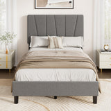 Garvee Twin XL Bed Frame with Adjustable Headboard, Velvet Upholstery, Strong Wooden Slats, Metal & Wood Construction, Noise-Free, Easy Assembly, Bedroom - Dark Gray
