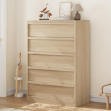 Garvee 5 Drawer Dresser Modern Tall Chest with Large Drawers Sturdy Wood Anti-Tipping Design for Bedroom Living Room Nursery - Natural Oak