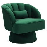 Garvee Swivel Barrel Accent Chair, Modern Soft Armchair with Striped Backrest and Cozy Padding, Comfy Lounge Chair for Living Room, Bedroom, Reading Nook, Small Spaces, Dark Green - Dark Green