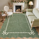 Garvee 8' × 10' Washable Scalloped Bow Area Rug, Soft Low-Pile Non-Slip Carpet for Living Room & Dining Room, Sage Green - Sage Green