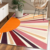 Garvee 4' × 6' Sun Pattern Kids Area Rug, Washable Polyester Carpet with Non-Slip Backing for Playroom, Bedroom and Nursery, Brown Multicolor - Colorful Brown