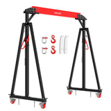 Garvee 2 Ton 4400 lb Steel Portable Gantry Crane, manual trolley, hook and sling strap, for Warehouse & Auto Repair, Black