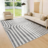 Garvee 6X9 Area Rugs, Abstract Modern Washable Rugs, Non-Slip Low-Pile Soft Floor Carpet for Bedroom, Living Room, Dining Room - Gray