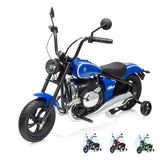 Garvee luxury car brand Licensed 24V Kids Electric Motorcycle – 200W Brushless Motor, 13 MPH, 12 Mile Range, Training Wheels, RGB Lights, Music, Supports 143 lbs – Ride On Toy for Boys & Girls Ages 5–14 - Blue