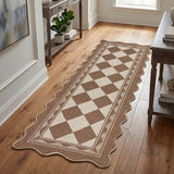 Garvee 2' × 6' Diamond Geometric Jute-Look Runner Rug, Washable Non-Slip Indoor Outdoor Rug for Kitchen, Hallway, Entryway & Patio, Brown - Brown