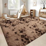 Garvee Area Rug 10x13 ft for Living Room Large Soft Shaggy Faux Fur Carpet for Bedroom Non-Skid Non Shedding Plush Fuzzy Rug for Kids Playroom Home Decor, Tie-Dyed Brown - Tie-Dyed Brown