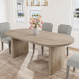 Garvee Elegant 3-Piece Oval Dining Table Set - 63 Inch Table with Upholstered High-Back Chairs and Sturdy Solid Wood Base - Perfect for Kitchen or Dining Room - Gray Table & 2 Gray Chairs (1600 gray + 2PCS gray)