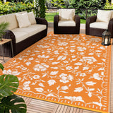 Garvee Waterproof Reversible Outdoor Rug for Patio – UV Resistant, Collapsible Plastic Straw Carpet – Portable Bag Included – Ideal for Deck, Porch, Backyard, Beach – Orange/White, 6x9ft - Orange