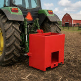 Garvee Heavy Duty 3 Point Tractor Ballast Box - Steel Counterweight for Category 1 Hitch - 2" Quick Hitch Receiver, Sliding Cleanout Door, Tool Holder - Red - 800 lbs Capacity