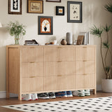 Garvee Fluted 9-Drawer Dresser Chest - Mid Century Modern Wood Storage Cabinet - Spacious Bedroom Organizer - Farmhouse Long Horizontal Drawers, Oak Finish - Oak