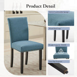 Garvee Modern Parsons Dining Chairs Set of 6 – Upholstered Linen Blue Fabric, Padded High Back, Nailhead Trim, Sturdy Wood Legs – Accent Chairs for Dining Room, Living Room, Restaurant – 3 Boxes, 6PCS, Linen | blue