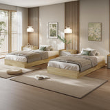 Garvee Minimalist Wooden Platform Bed Frame – Floor-Standing, Sturdy Wood Slats, No Headboard, Low Profile, Space-Saving, Easy Assembly – Twin XL – Golden Tan Wood - Burlywood