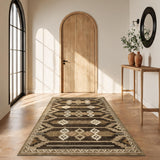 Garvee 5' × 7' Wavy Linear Area Rug, Soft Washable Low-Pile Polyester Carpet for Living Room, Bedroom and Dining Room, Brown - Brown